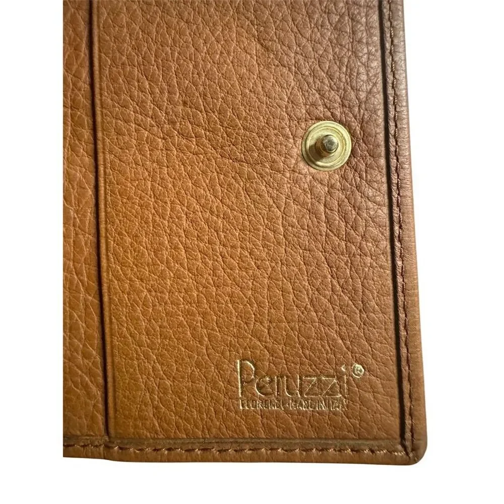 Peruzzi Unisex Brown Bifold Wallet Genuine Leather Credit Card Slots